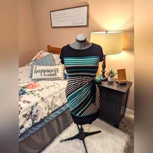 Green, white, and black Vintage or vintage look Shelby & Palmer side tie dress